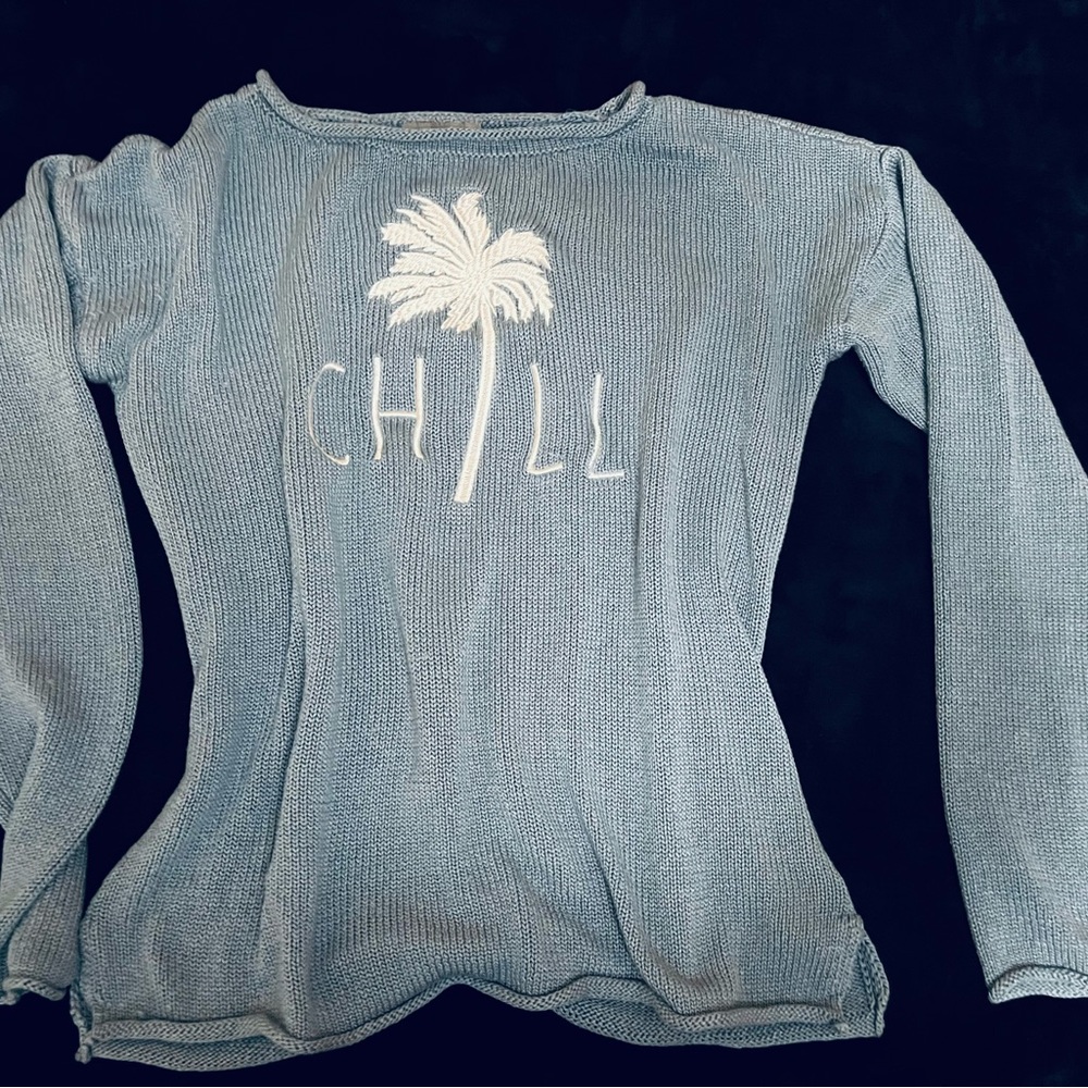 Adorable blue lightweight long sleeve sweater